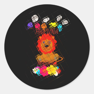 Adorable Baby Lion Art Design Motif Runder Aufkleber