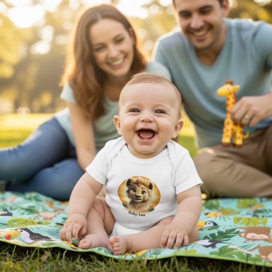 Adorable Baby Lion Cub "Baby Leo" Personalized Baby Strampler