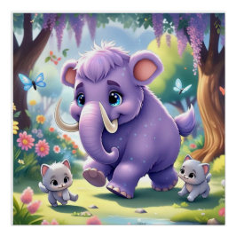 Adorable Baby Mammoth Poster