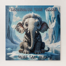 Adorable Baby Mammoth Spielen im Arktischen Ozean