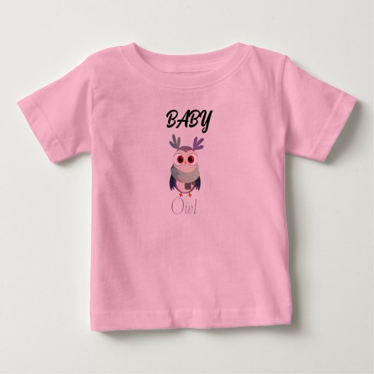 Adorable Baby Owl Graphic Black T - Shirt - Niedli (Vorderseite)