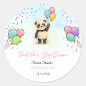 Adorable Baby Panda 1st Birthday Party Runder Aufkleber (Vorderseite)