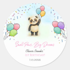 Adorable Baby Panda 1st Birthday Party Runder Aufkleber