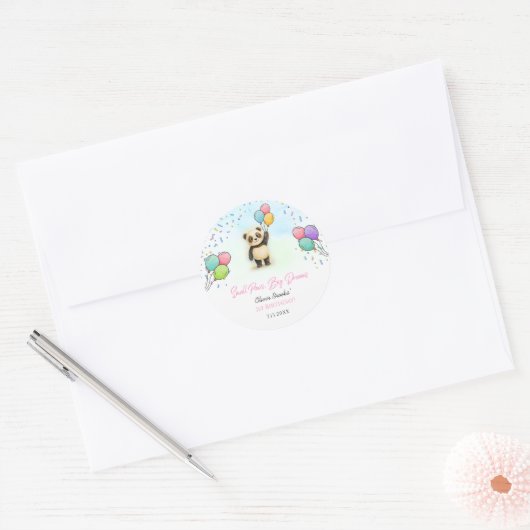 Adorable Baby Panda 1st Birthday Party Runder Aufkleber (Umschlag)