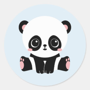 Adorable Baby Panda auf Blue Stickers (6 Aufkleber