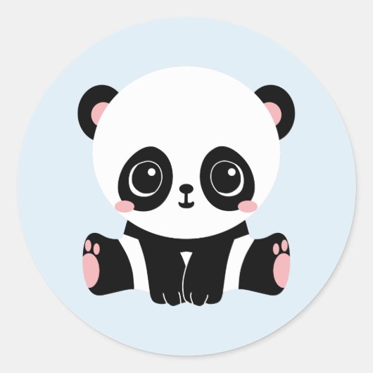 Adorable Baby Panda auf Blue Stickers (6 Aufkleber (Vorderseite)