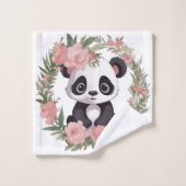 Adorable Baby Panda Bär mit Blume Badhandtuch Set (Waschlappen)