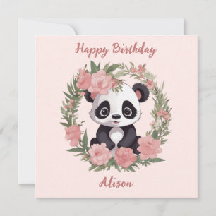 Adorable Baby Panda Bär mit Blume Feiertagskarte