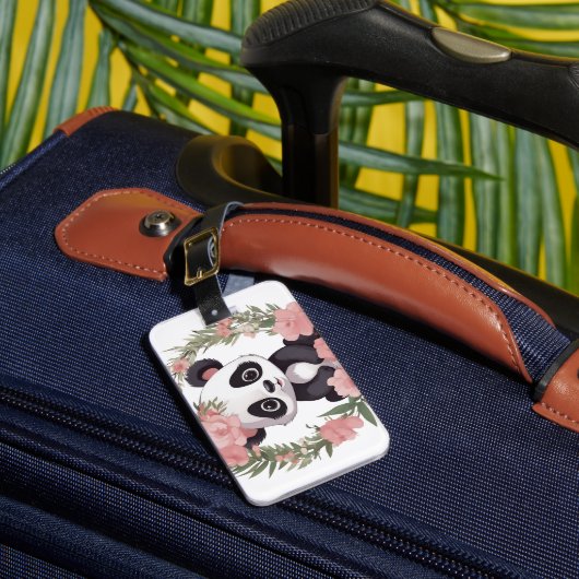 Adorable Baby Panda Bär mit Blume Gepäckanhänger (Vorderseite Insitu 1)