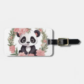 Adorable Baby Panda Bär mit Blume Gepäckanhänger (Vorderseite horizontal)