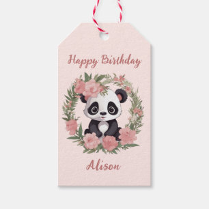 Adorable Baby Panda Bär mit Blume Geschenkanhänger