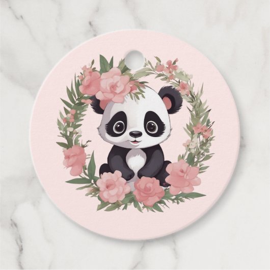 Adorable Baby Panda Bär mit Blume Geschenkanhänger (Vorderseite)