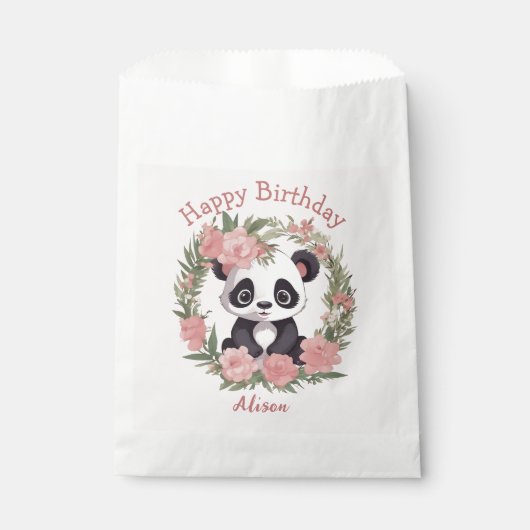 Adorable Baby Panda Bär mit Blume Geschenktütchen (Vorderseite)
