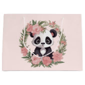 Adorable Baby Panda Bär mit Blume Große Geschenktüte (Vorderseite)