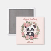 Adorable Baby Panda Bär mit Blume Magnet (Vorderseite/Rückseite)
