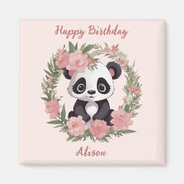 Adorable Baby Panda Bär mit Blume Magnet