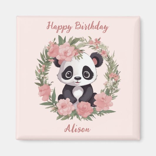 Adorable Baby Panda Bär mit Blume Magnet (Vorne)