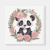 Adorable Baby Panda Bär mit Blume Magnet (Vorne)