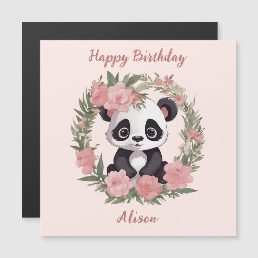 Adorable Baby Panda Bär mit Blume Magnetkarte (Vorne/Hinten)