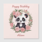 Adorable Baby Panda Bär mit Blume Magnetkarte (Vorderseite)