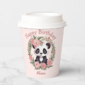 Adorable Baby Panda Bär mit Blume Pappbecher (Vorderseite)