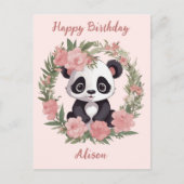 Adorable Baby Panda Bär mit Blume Postkarte (Vorderseite)