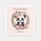 Adorable Baby Panda Bär mit Blume Serviette (Vorderseite)