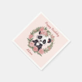 Adorable Baby Panda Bär mit Blume Serviette (Ecke)