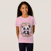 Adorable Baby Panda Bär mit Blume T-Shirt (Vorne ganz)
