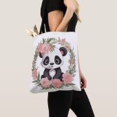 Adorable Baby Panda Bär mit Blume Tasche (Von Nahem)