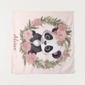 Adorable Baby Panda Bär mit Blume Wandteppich (Vorderseite (Horizontal))