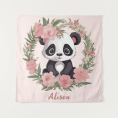 Adorable Baby Panda Bär mit Blume Wandteppich (Vorderseite)
