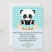 Adorable Baby Panda Blue Baby Dusche Einladungen (Vorderseite)