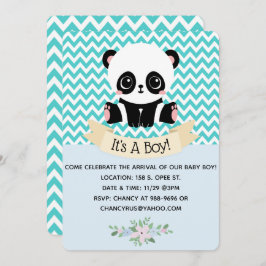 Adorable Baby Panda Blue Baby Dusche Einladungen