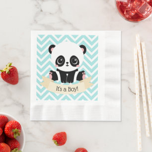 Adorable Baby Panda Blue Baby Dusche Serviette