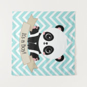 Adorable Baby Panda Blue Baby Dusche Wandteppich (Vorderseite (Horizontal))