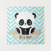 Adorable Baby Panda Blue Baby Dusche Wandteppich (Vorderseite)
