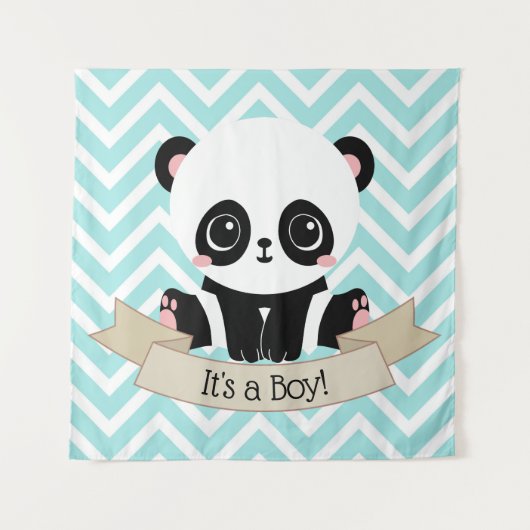 Adorable Baby Panda Blue Baby Dusche Wandteppich (Vorderseite)