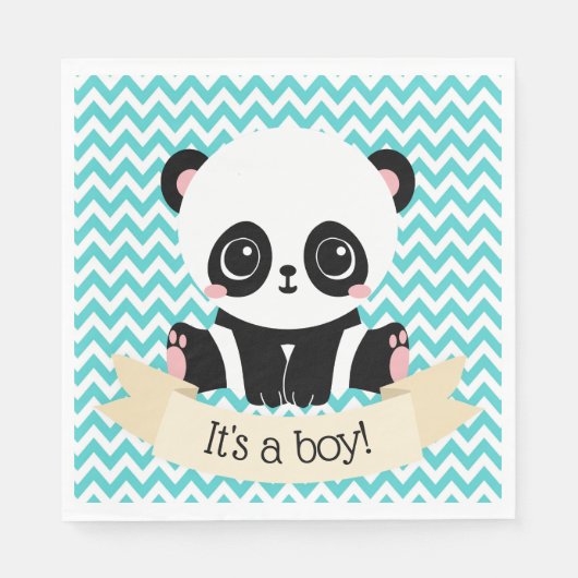 Adorable Baby Panda Blue Baby Duschpapier Napkins Serviette (Vorderseite)
