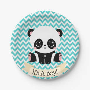Adorable Baby Panda Blue Baby Duschpapier Teller