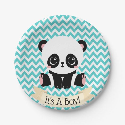 Adorable Baby Panda Blue Baby Duschpapier Teller (Vorderseite)