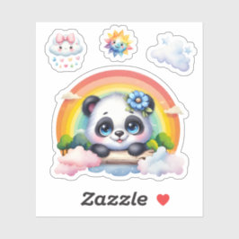 Adorable Baby Panda in den Wolken. Panda Sticker
