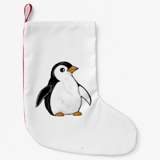 Adorable Baby Penguin Airbrush-Style Winter Art Kleiner Weihnachtsstrumpf (Vorderseite)