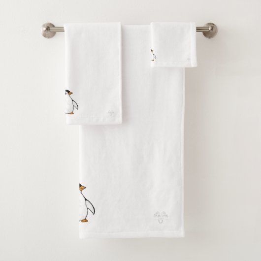 Adorable Baby Penguin Subtle Winter Art Bath Set (Insitu)