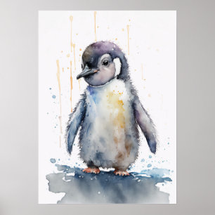 Adorable Baby Pinguin Watercolor Kinderzimmer Post Poster