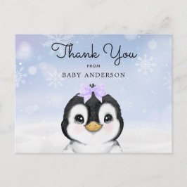 Adorable Baby Pinguin Winter Danke Postcard Postkarte