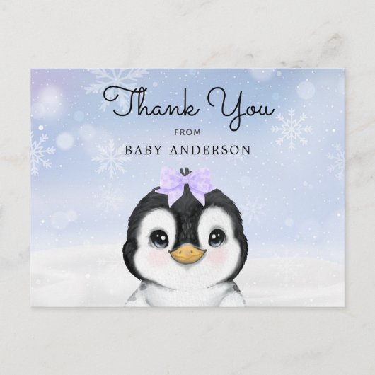 Adorable Baby Pinguin Winter Danke Postcard Postkarte (Vorderseite)