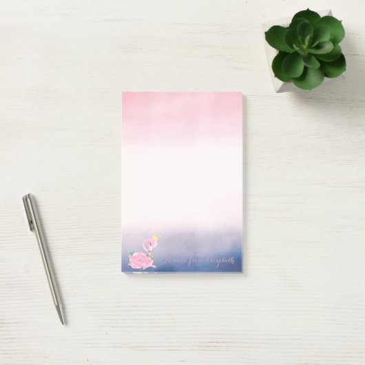 Adorable Baby Pink Flamingo Floral Post-it Klebezettel (Büro)