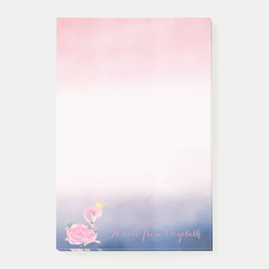 Adorable Baby Pink Flamingo Floral Post-it Klebezettel (Vorderseite)