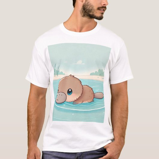 Adorable Baby Platypus Schwimmer T - Shirt Design (Vorderseite)